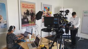 TV- Studio Setup für Live Stream.