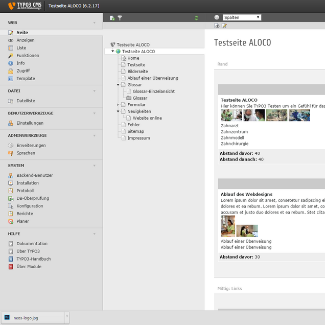 Website editieren mit TYPO3